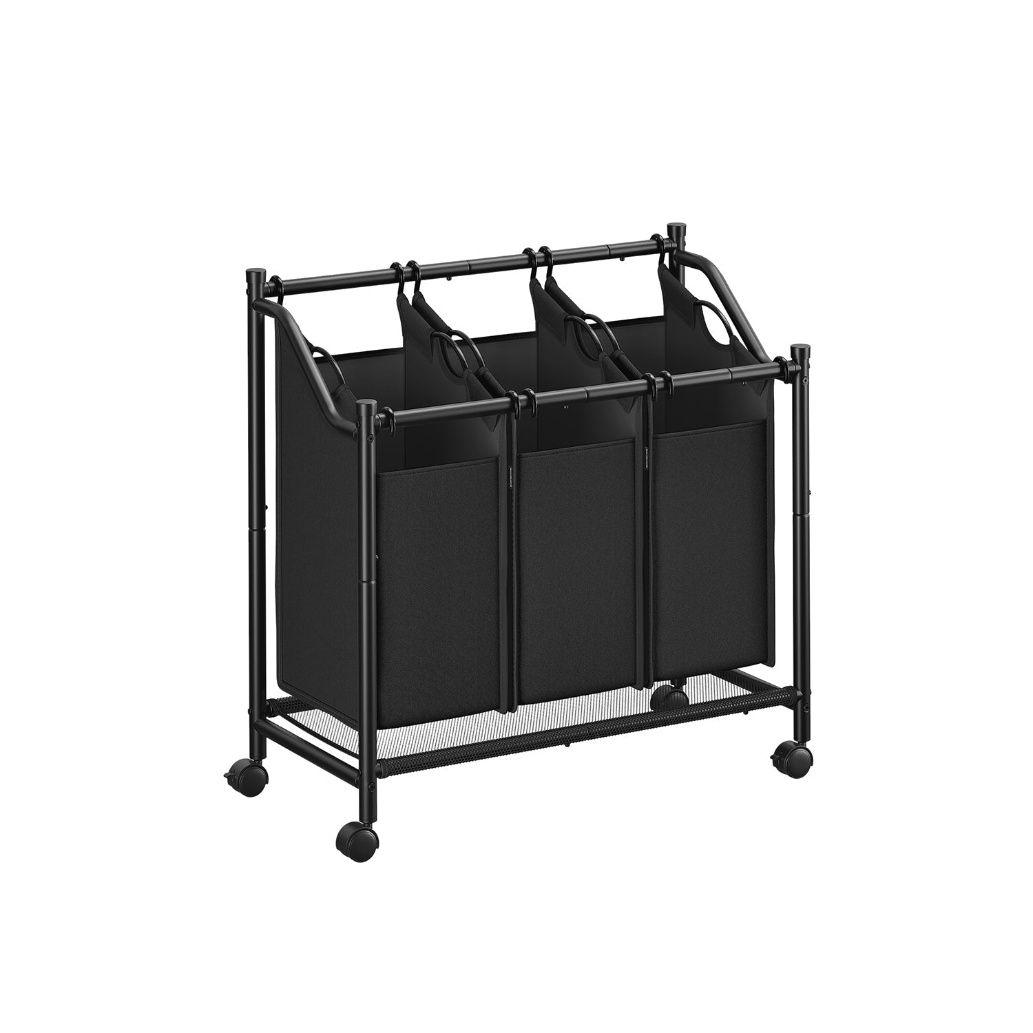 Rolling Laundry Sorter - 3 Removable Bags - Fabric - Ink Black