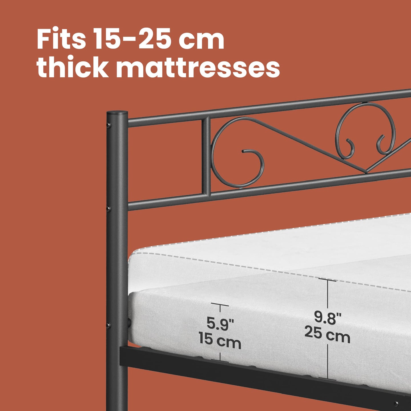 Single Bed Frame - Metal - Ink Black - Fits 190 x 90 cm Mattress