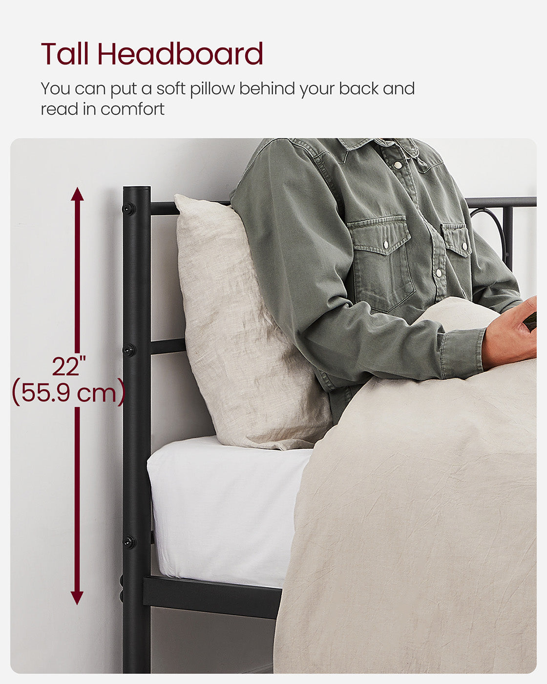 Double Bed Frame - Metal - Matte Black