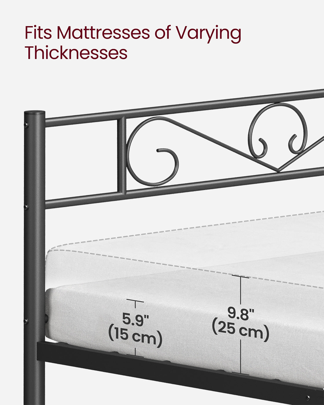 Double Bed Frame - Metal - Matte Black