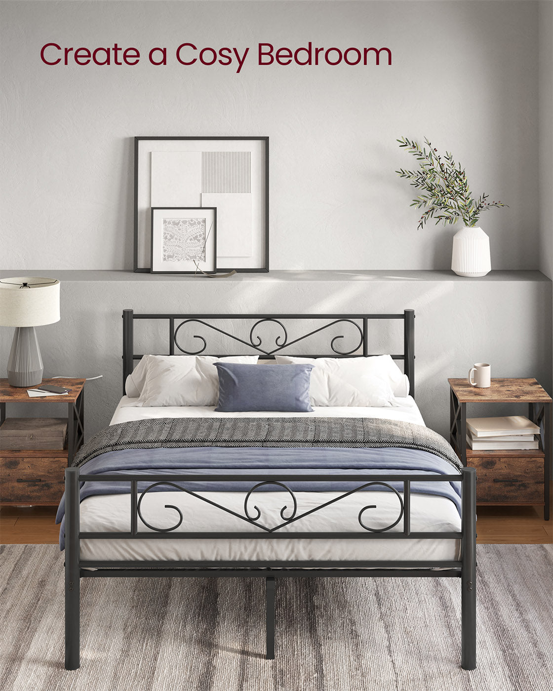 Double Bed Frame - Metal - Matte Black