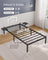 Single Bed Frame - Metal - Ink Black - Features Bedside Shelves