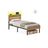 Metal Bed Frame - Steel - Natural Brown - LED Lights