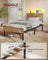 Metal Bed Frame - Steel - Natural Brown - LED Lights