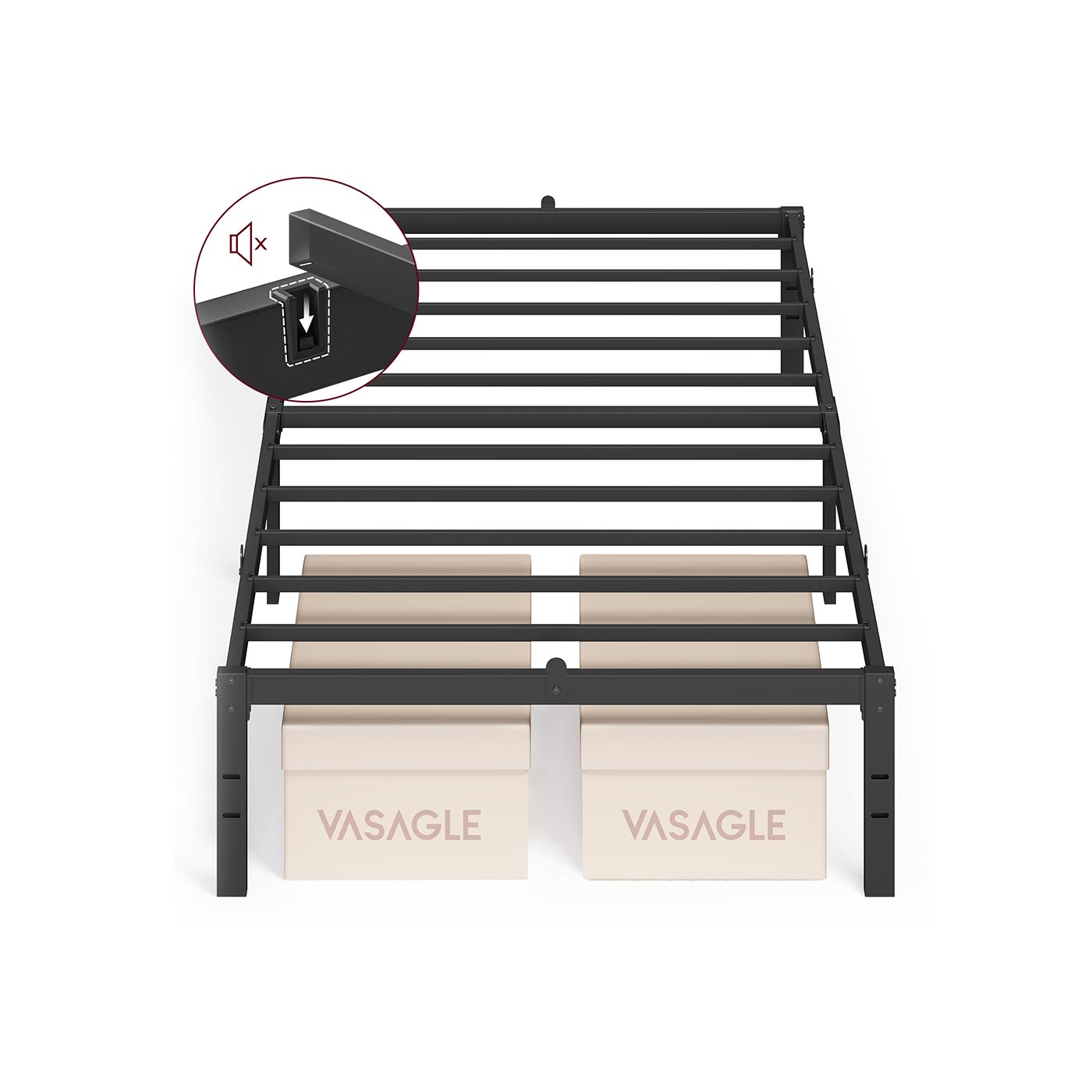 Single Metal Bed Frame - Steel - Ink Black - 90 x 190 cm
