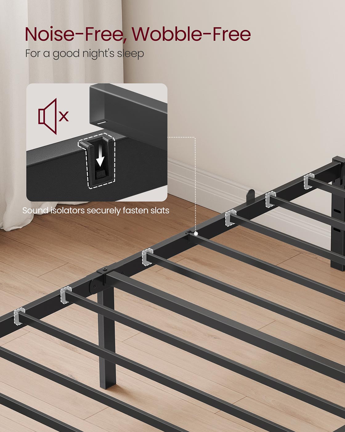 Single Metal Bed Frame - Steel - Ink Black - 90 x 190 cm