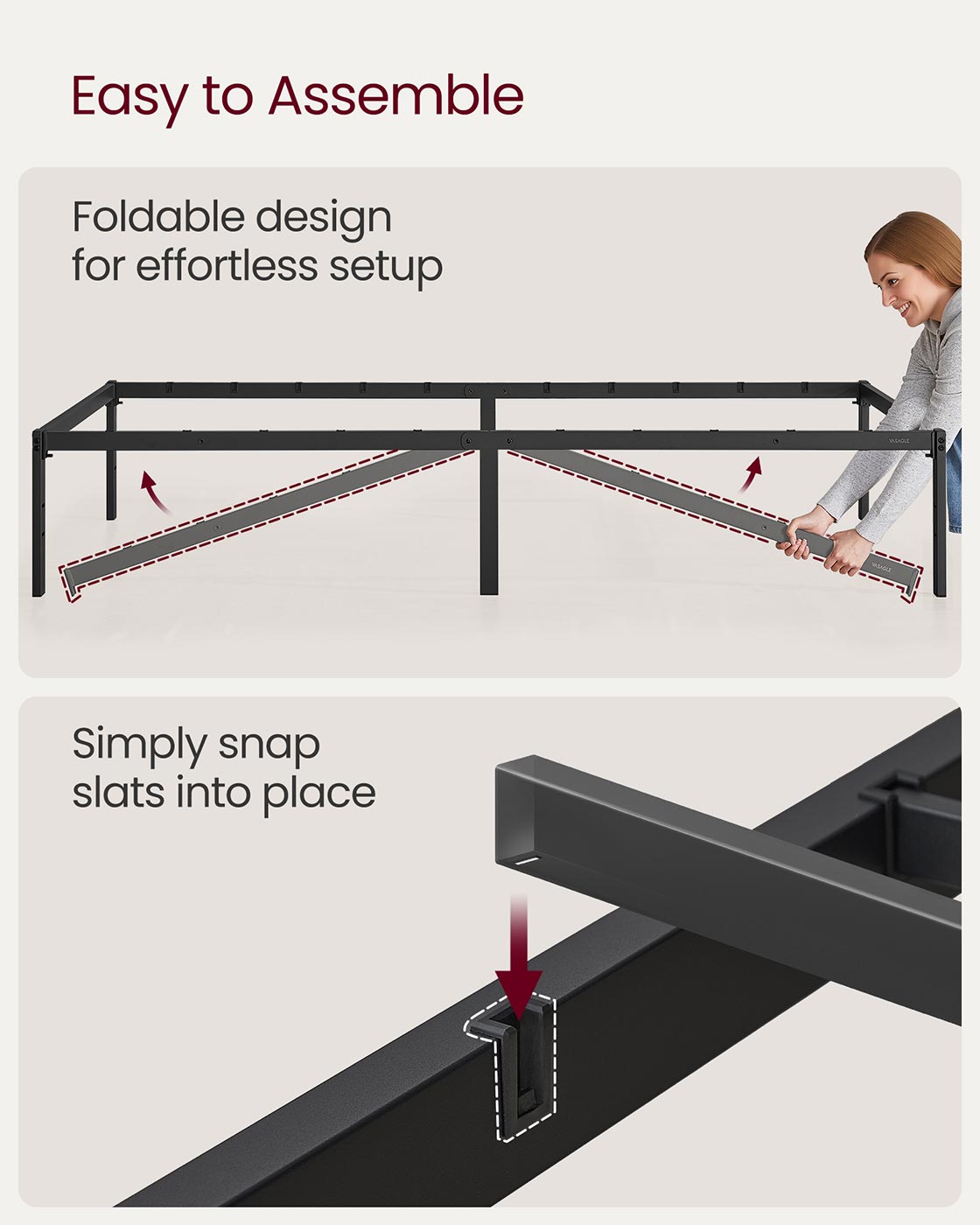 Single Metal Bed Frame - Steel - Ink Black - 90 x 190 cm