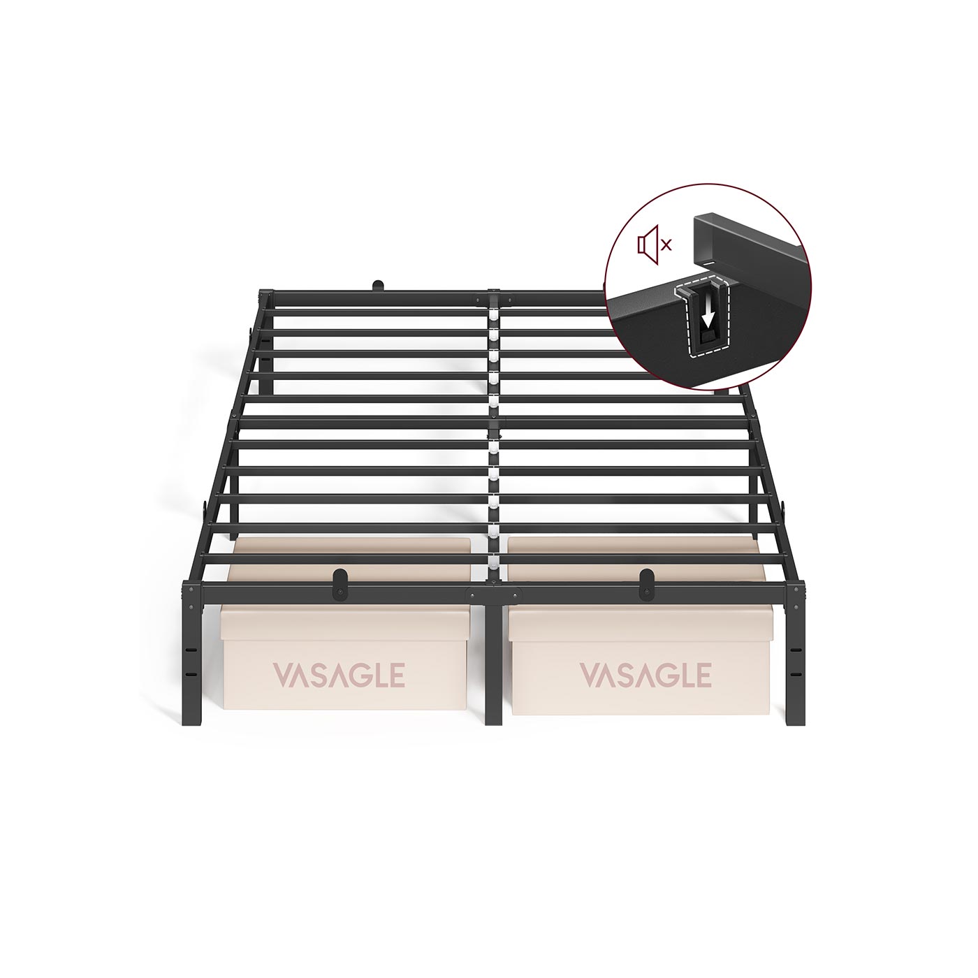 Double Metal Bed Frame - Steel - Ink Black - 135 x 190 cm
