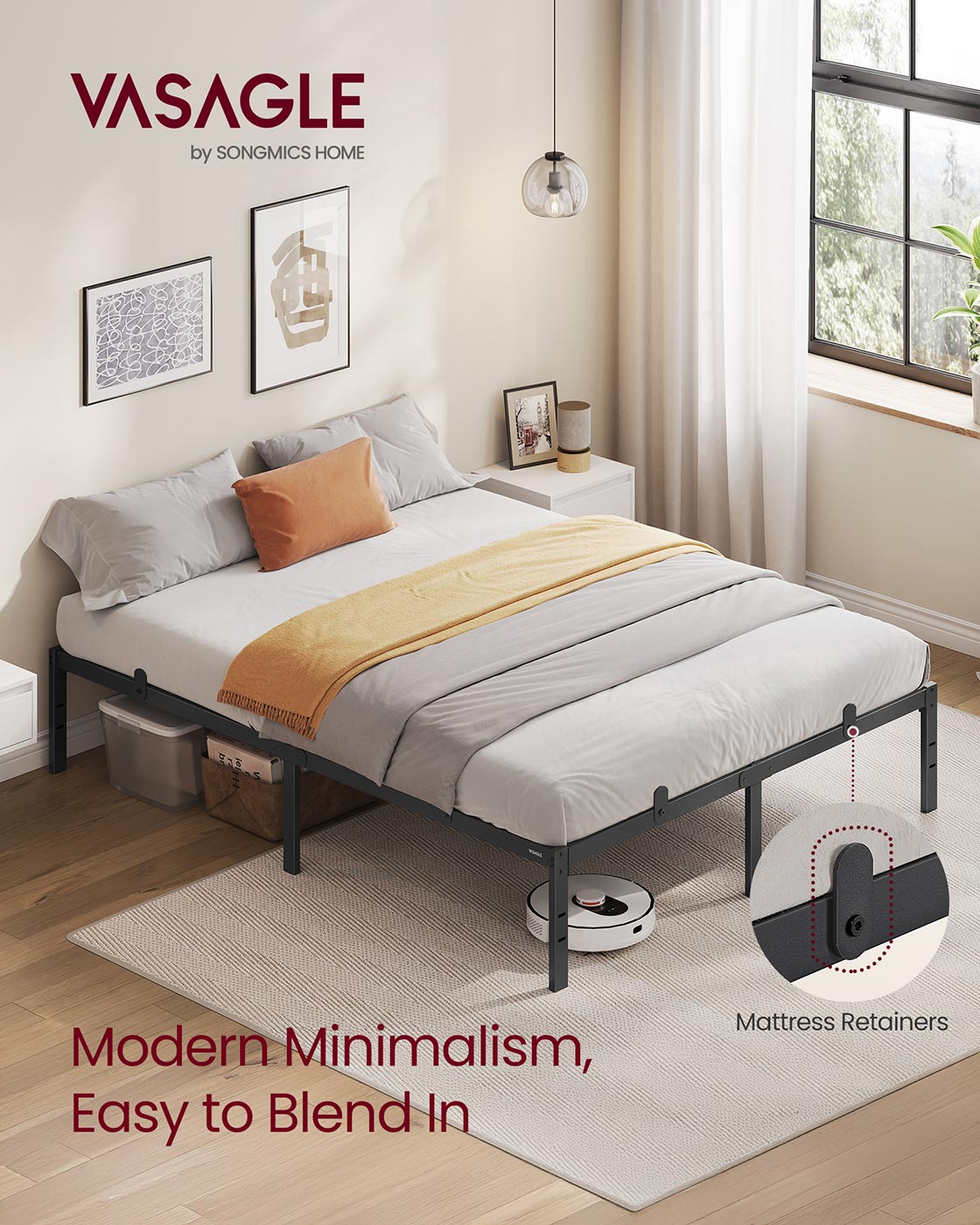 Double Metal Bed Frame - Steel - Ink Black - 135 x 190 cm