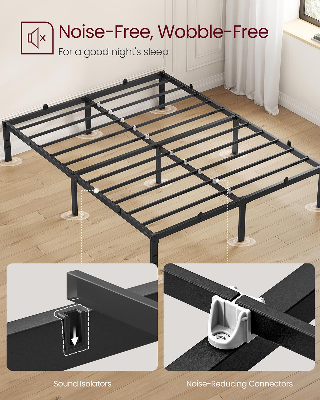 Double Metal Bed Frame - Steel - Ink Black - 135 x 190 cm