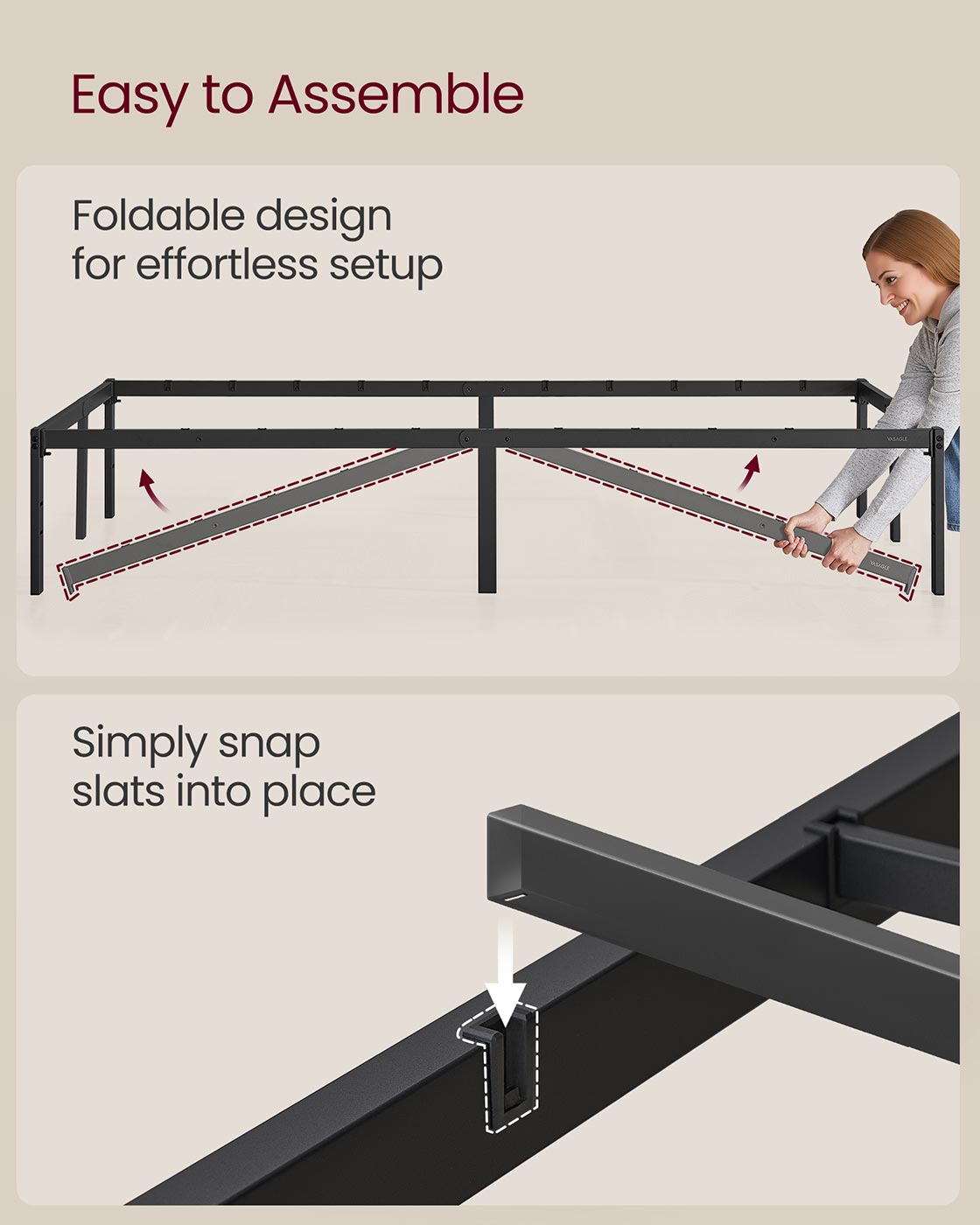 Double Metal Bed Frame - Steel - Ink Black - 135 x 190 cm