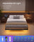 Double Floating Bed Frame LED Lights Charging Station - Foam and Polyester - Ink Black