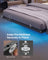 Double Floating Bed Frame LED Lights Charging Station - Foam and Polyester - Ink Black