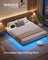 Bed Frame - Metal with LED and Charging Station - Matte Black - 200 x 150 x 26 cm