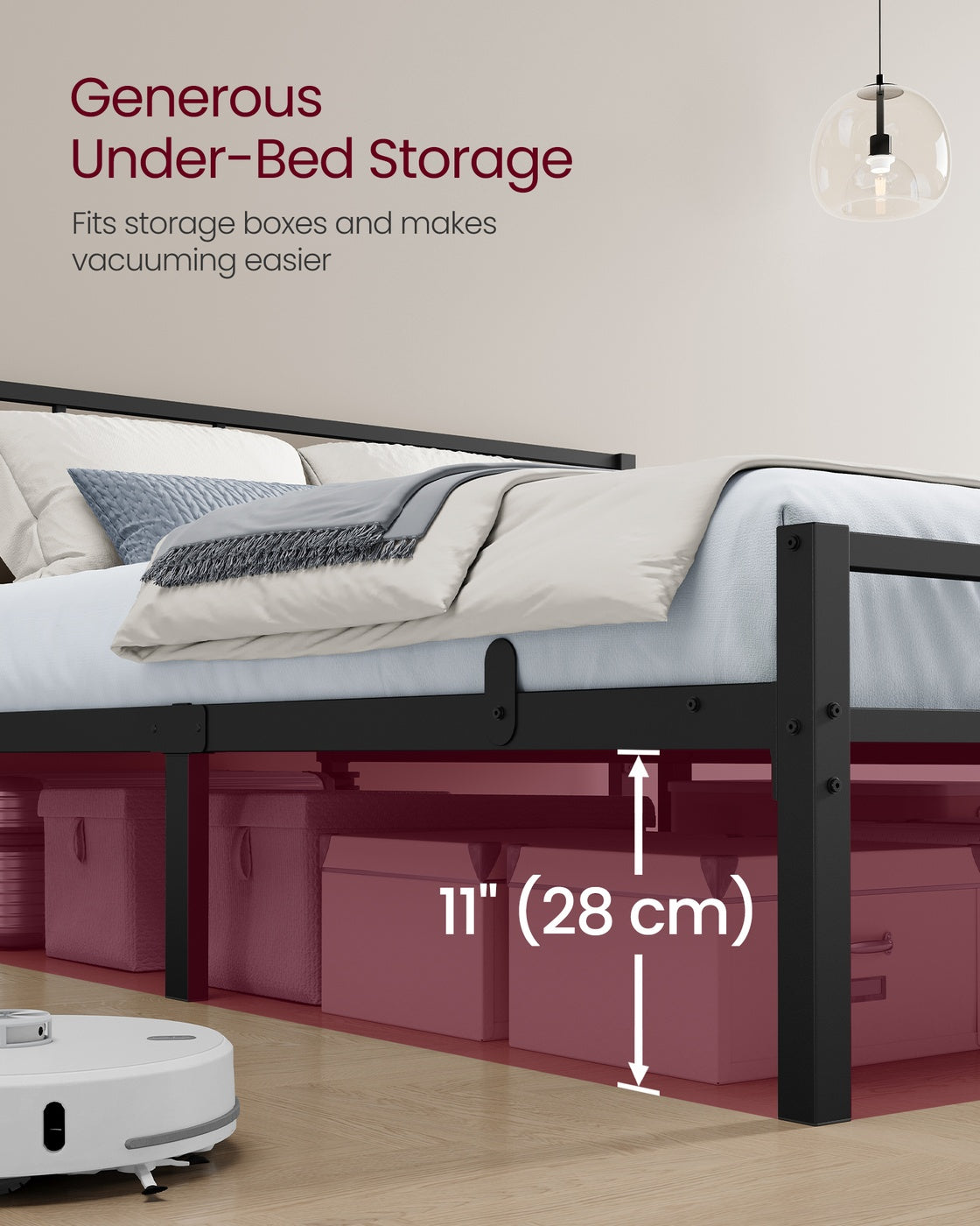 Single Bed Frame - Steel - Ink Black - with Slats and Headboard