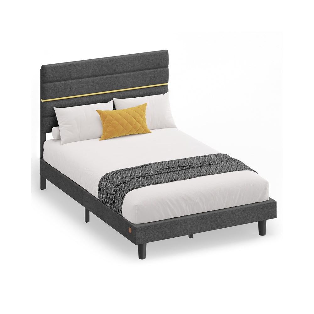 Small Double Bed Frame - 120 x 190 - Metal - Adjustable Headboard