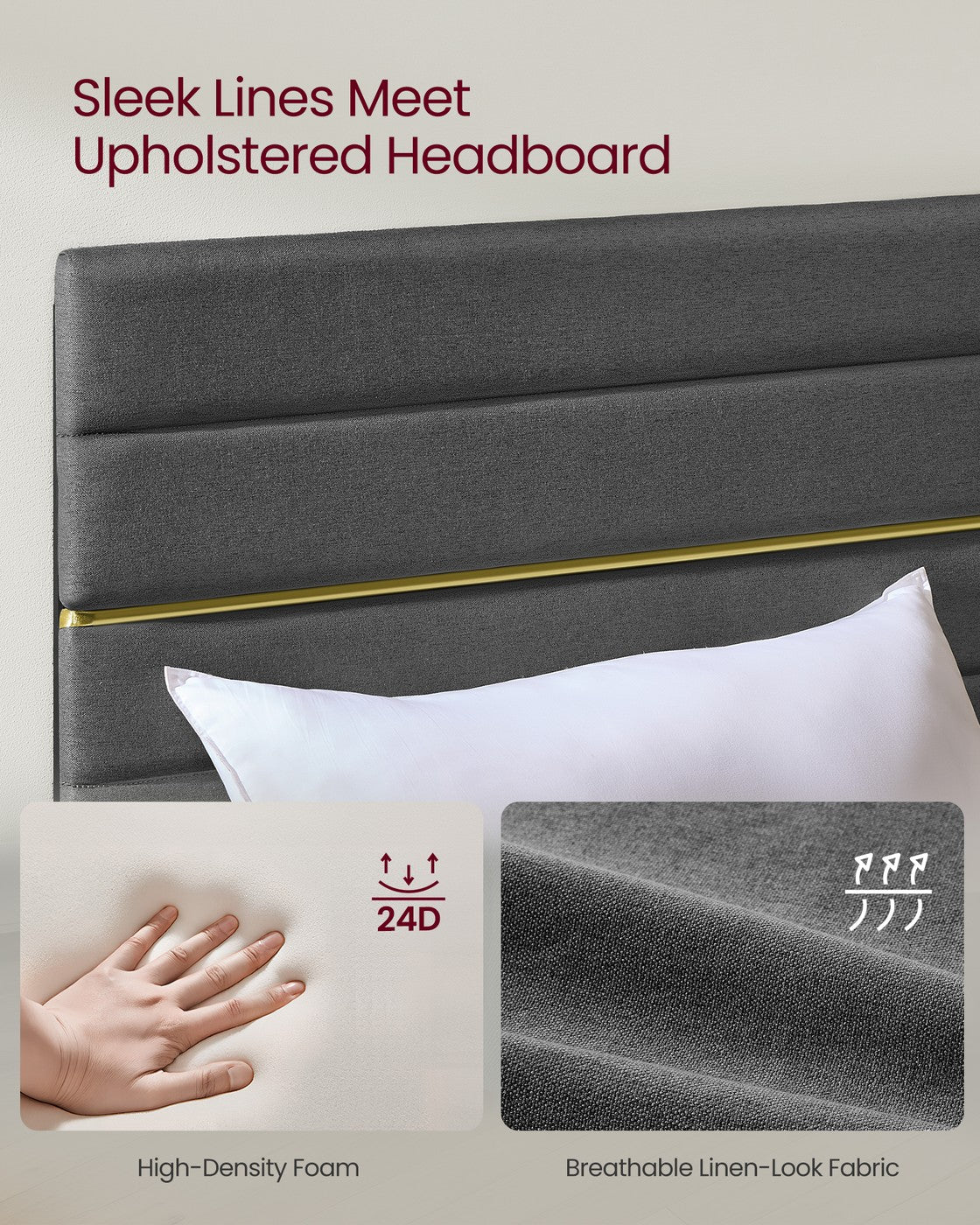 Small Double Bed Frame - 120 x 190 - Metal - Adjustable Headboard
