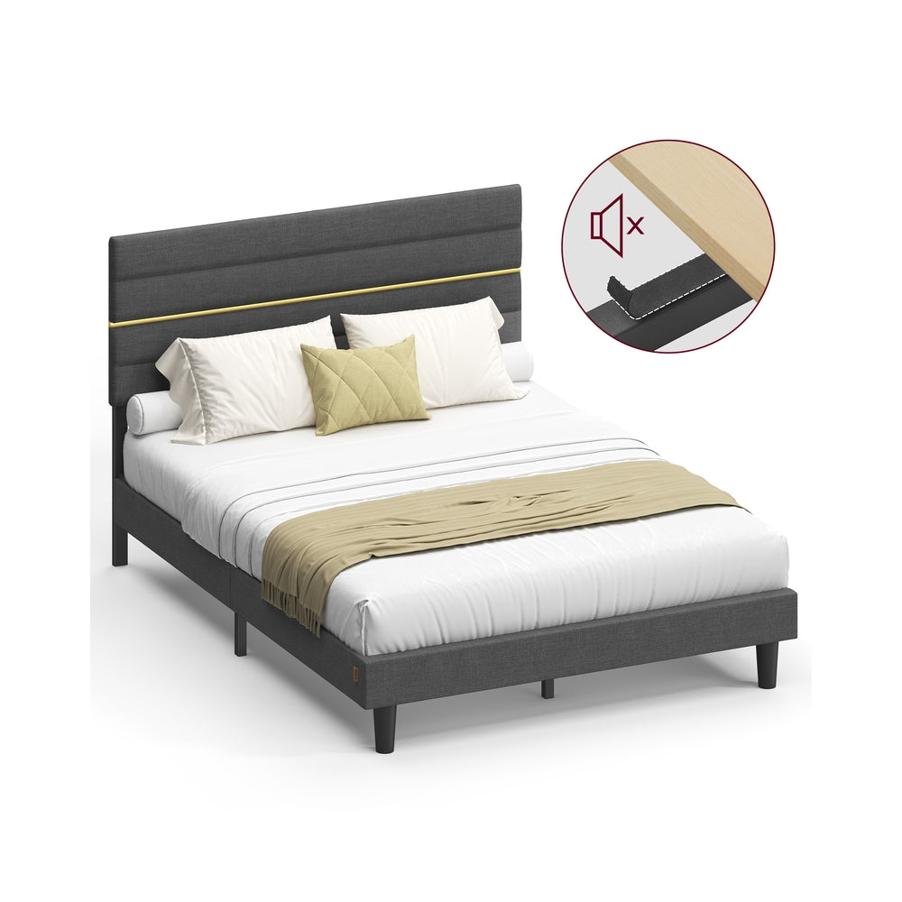 Double Bed Frame - 120L - Metal - Adjustable Headboard