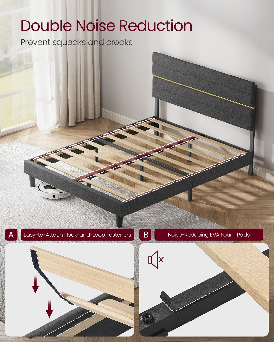 King Bed Frame - Metal - Suitable for 120x190 cm Mattress