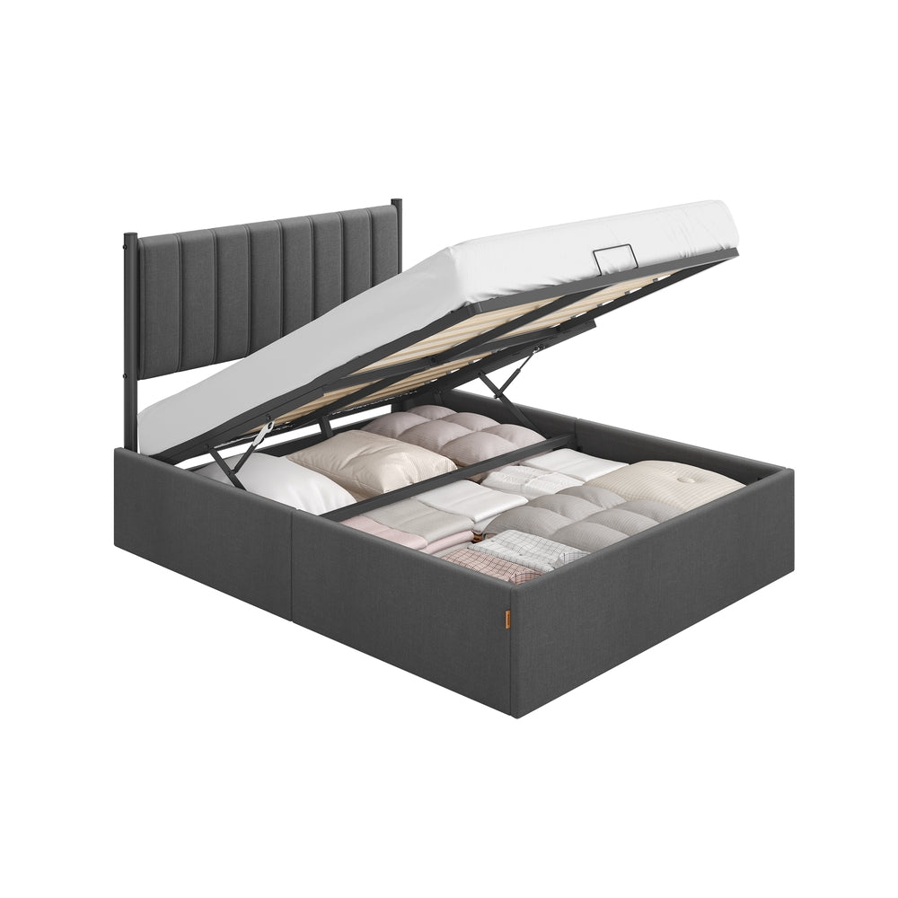 Double Bed Frame - 135 x 190 - Steel - Ottoman with Lift-Up Storage