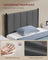 Metal Single Bed Frame - Slate Grey - Upholstered Headboard