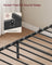 Metal Single Bed Frame - Slate Grey - Upholstered Headboard