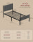 Metal Single Bed Frame - Slate Grey - Upholstered Headboard
