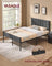 Double Bed Frame - Metal - Slate Grey - Upholstered Headboard