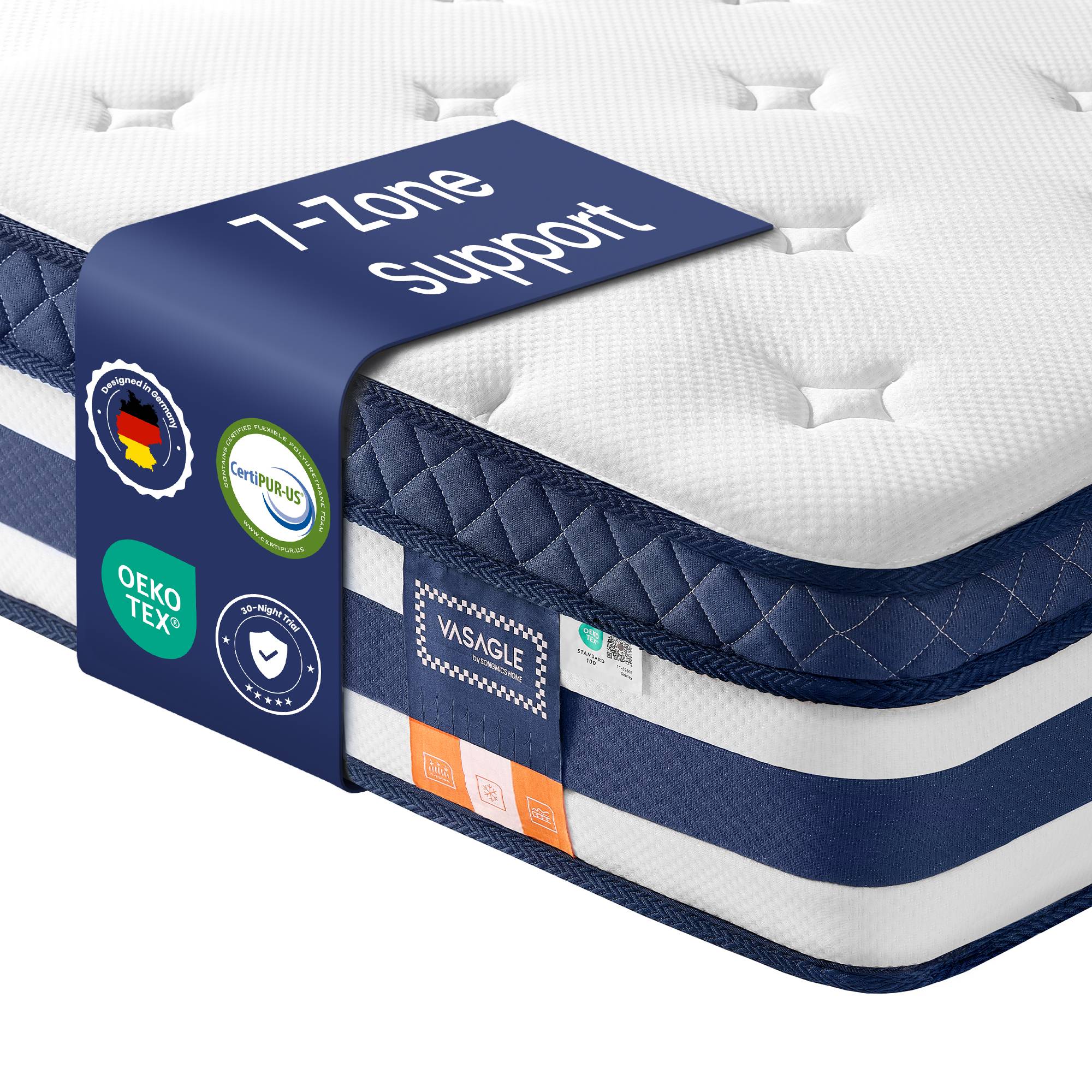 Bed Frame - Metal with LED and Charging Station - Blue - 200 x 150 x 25 cm