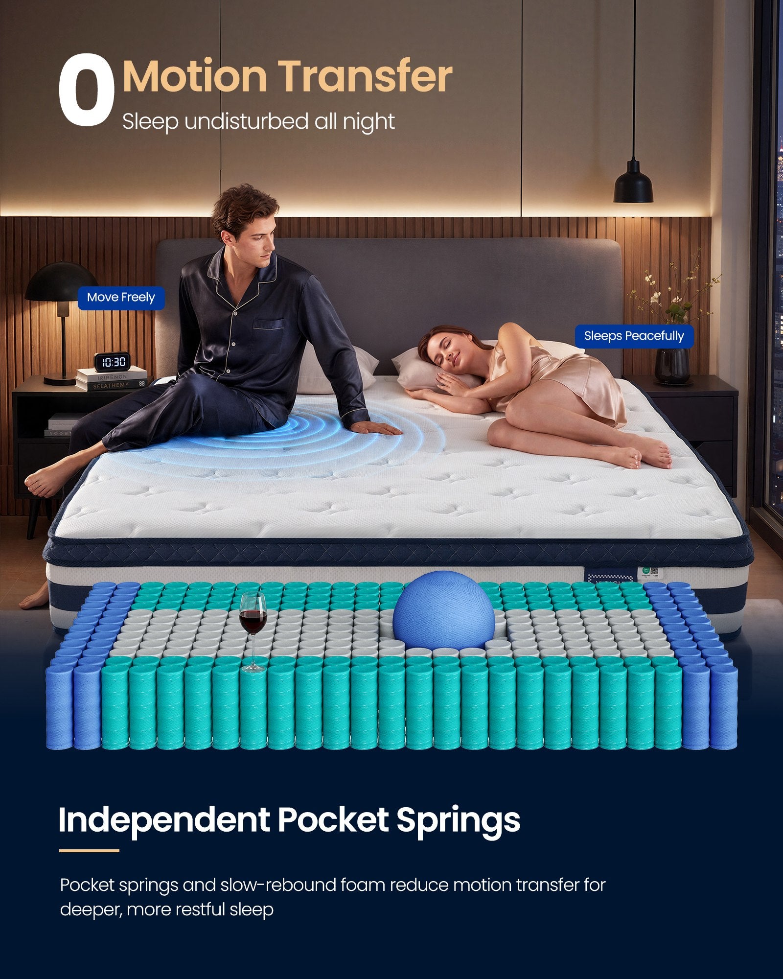 Bed Frame - Metal with LED and Charging Station - Blue - 200 x 150 x 25 cm