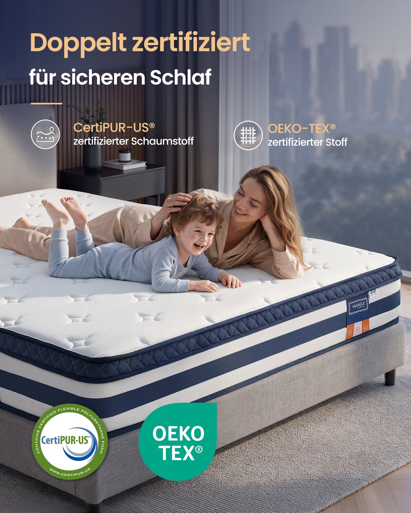 Bed Frame - Metal with LED and Charging Station - Blue - 200 x 150 x 25 cm