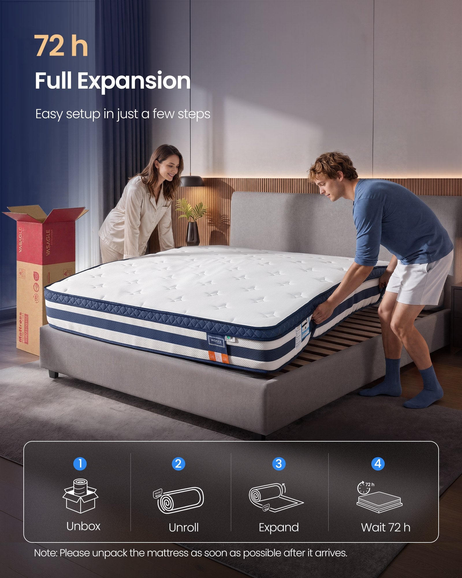 Bed Frame - Metal with LED and Charging Station - Blue - 200 x 150 x 25 cm