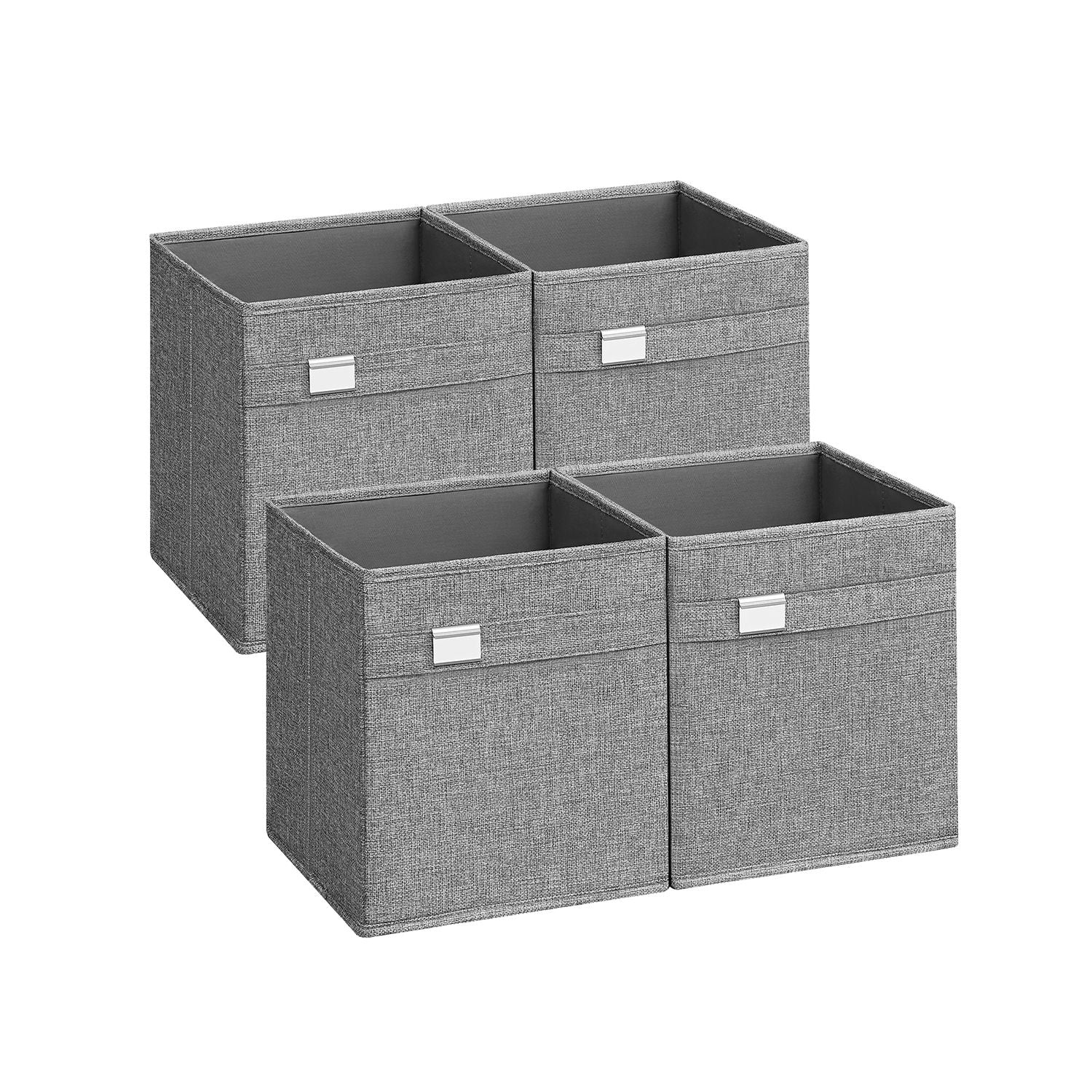 Set of 4 Foldable Storage Cubes - Oxford Fabric - Dove Grey - Washable with Metal Label Holders