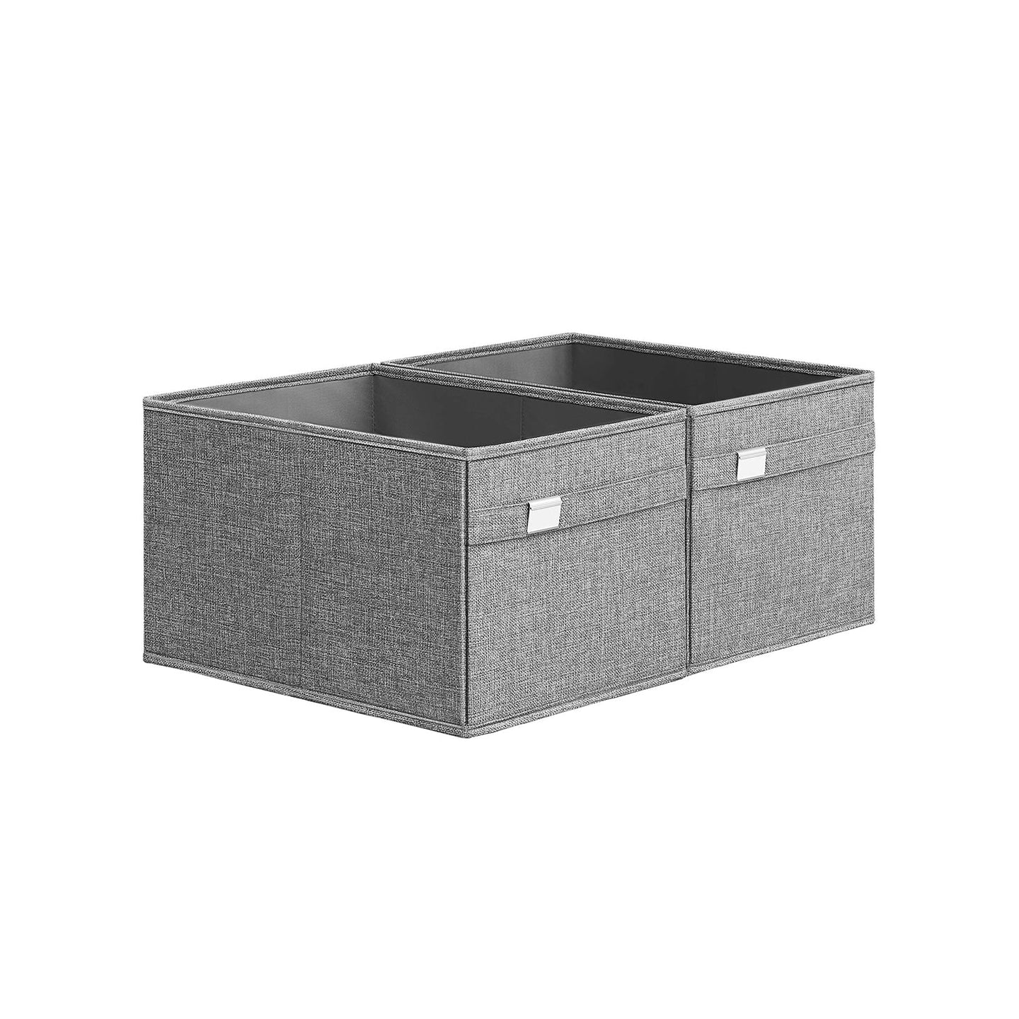 Set of 2 Foldable Storage Organisers - Oxford Fabric - Dove Grey - Washable with Metal Label Holders