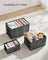 Collapsible Storage Boxes Set of 3 - Fabric - Ink Black - Wardrobe Organizers with Handles and Label Holders