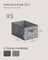 Collapsible Storage Boxes Set of 3 - 30 x 20 x 15 cm - Fabric - Cattail Grey - with Handles and Label Holders