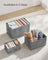 Collapsible Storage Boxes Set of 3 - 30 x 20 x 15 cm - Fabric - Cattail Grey - with Handles and Label Holders