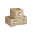 Collapsible Storage Boxes Set of 3 - Fabric - Sand Beige - Wardrobe Organisers with Handles and Label Holders