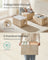 Collapsible Storage Boxes Set of 3 - Fabric - Sand Beige - Wardrobe Organisers with Handles and Label Holders