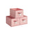 Collapsible Storage Boxes Set of 3 - Fabric - Jelly Pink - Wardrobe Organisers with Handles and Label Holders