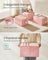 Collapsible Storage Boxes Set of 3 - Fabric - Jelly Pink - Wardrobe Organisers with Handles and Label Holders