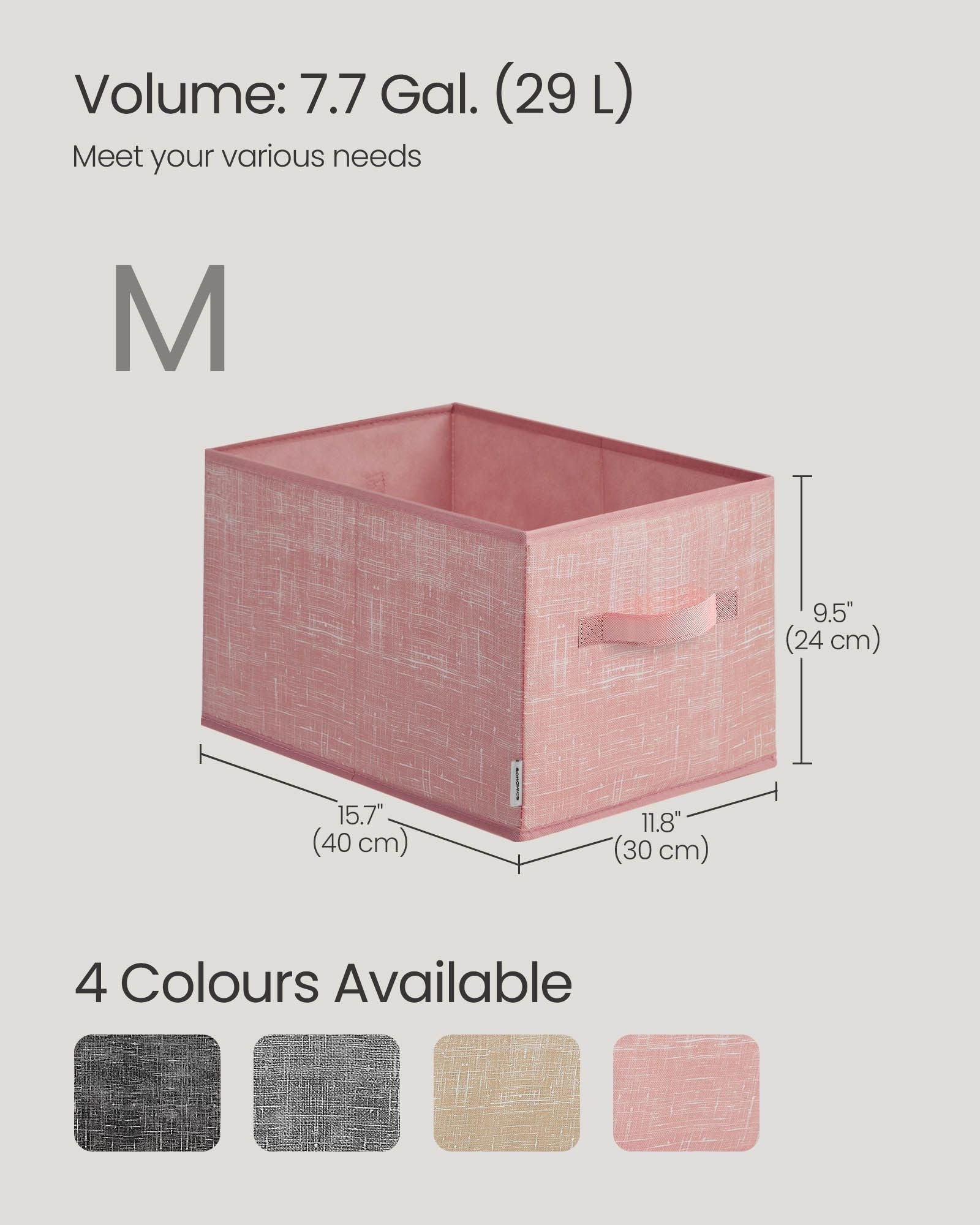 Collapsible Storage Boxes Set of 3 - Fabric - Jelly Pink - Wardrobe Organisers with Handles and Label Holders