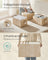 Collapsible Storage Boxes - Fabric - Sand Beige - Set of 3 with Handles and Label Holders