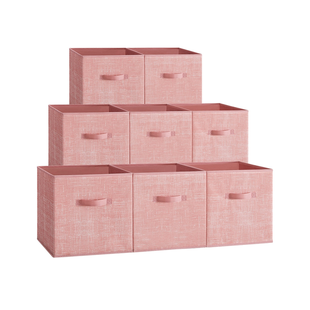 Storage Cubes - Non-Woven Fabric - Jelly Pink - Set of 8 with Double Handles