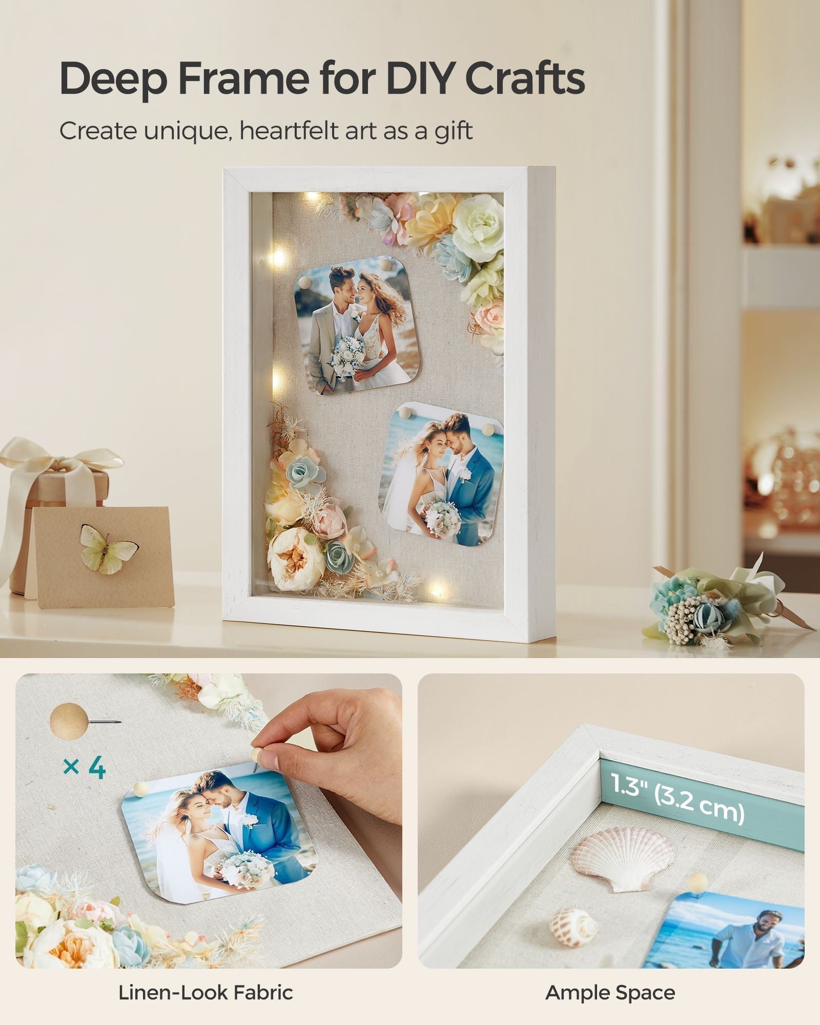 A4 Shadow Box Picture Frame - Wood - Multi-Photo
