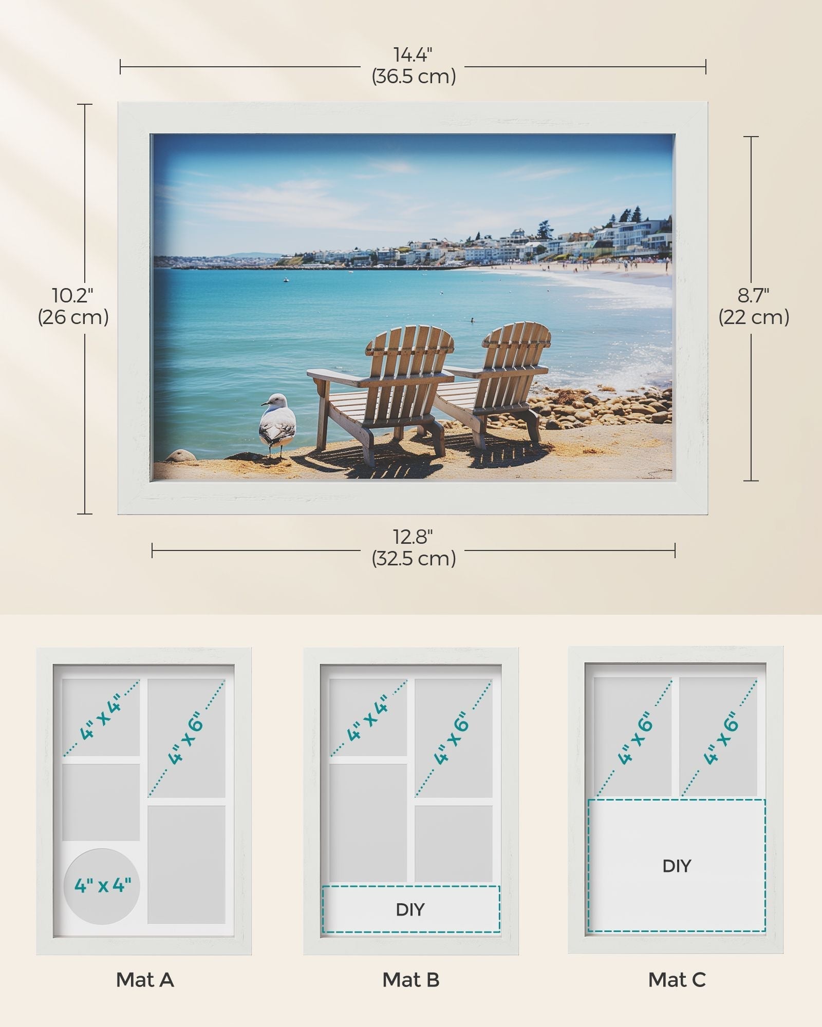 A4 Shadow Box Picture Frame - Wood - Multi-Photo