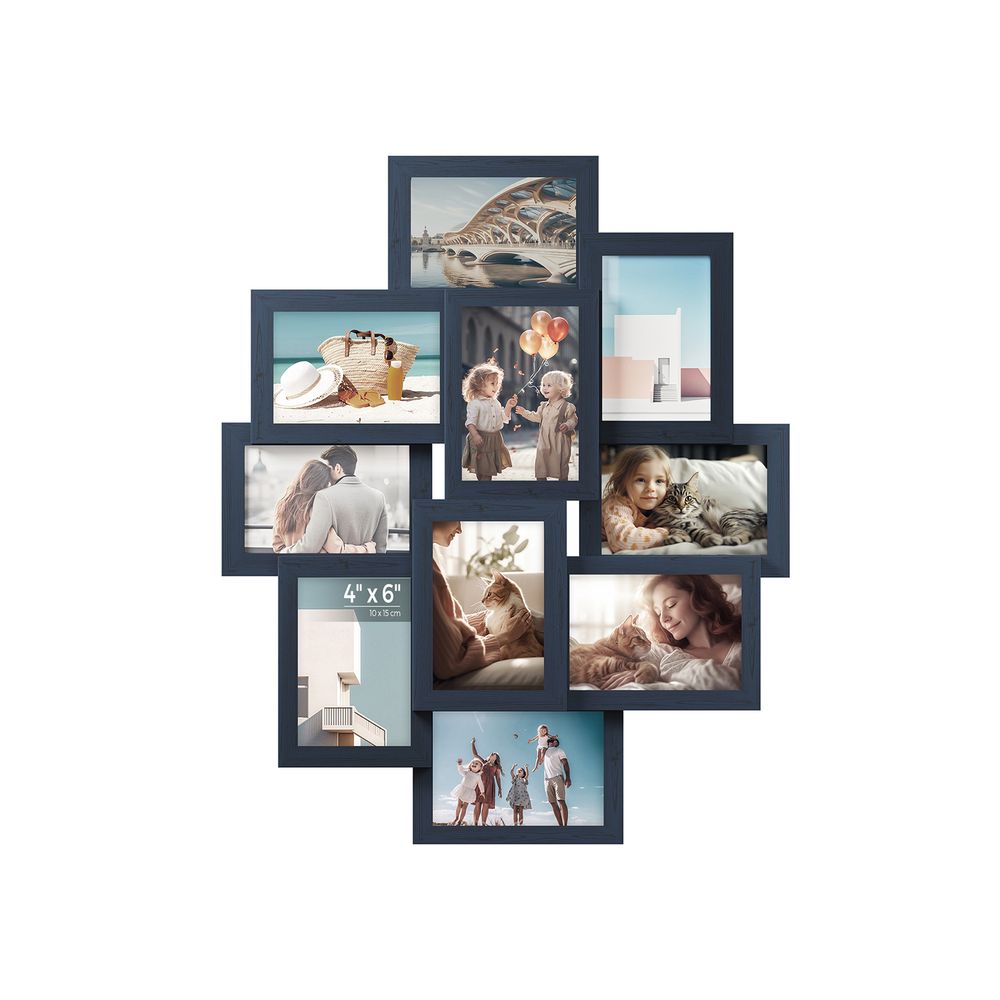 Photo Frame Collage - MDF - White - Wall-Mounted for 10 Photos (4" x 6")