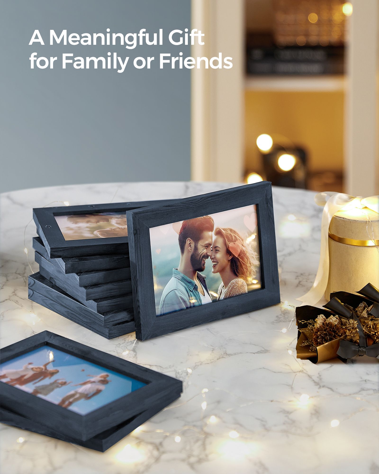 Photo Frame Collage - MDF - Navy Blue - 10-Window Gallery for 4x6 Photos