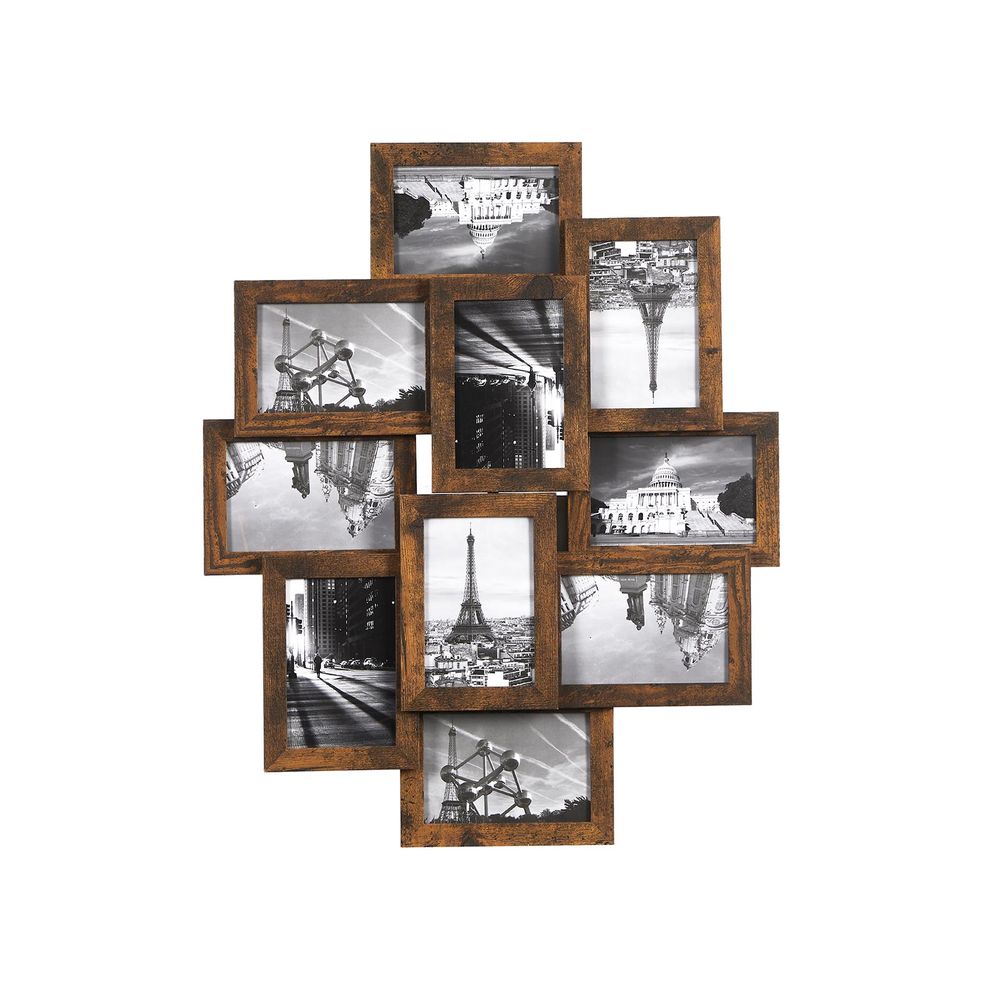 Photo Frame Collage - MDF - White - Wall-Mounted for 10 Photos (4" x 6")