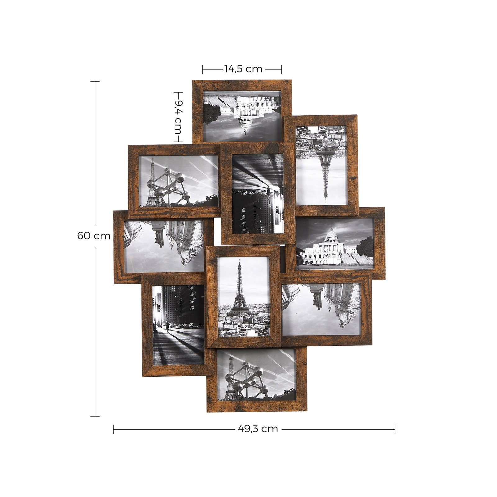 Collage Picture Frames - MDF - White - Wall Mounted for 10 Photos (4x6)